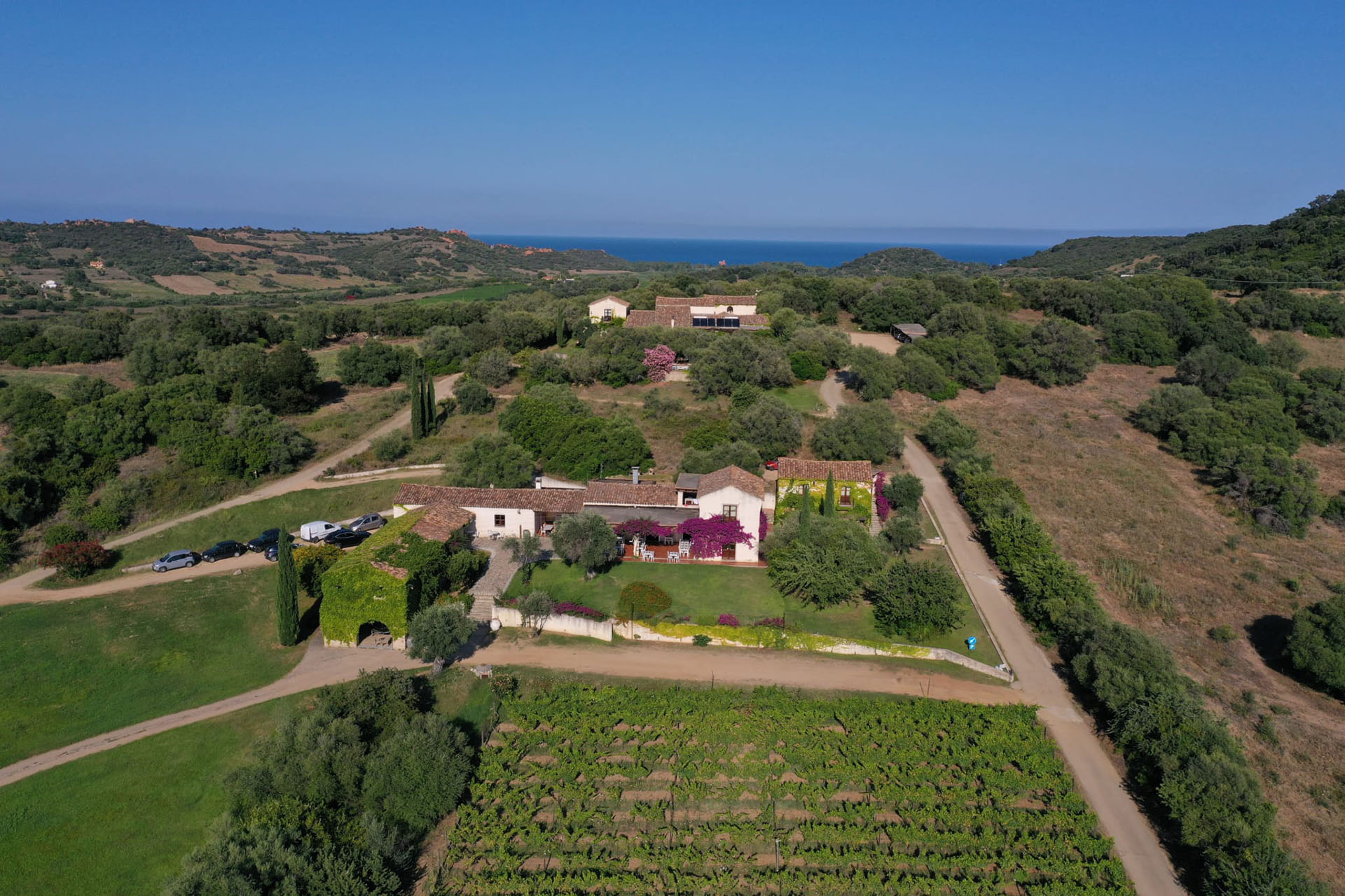 Aerial view of the Abba e Murta estate in Ogliastra